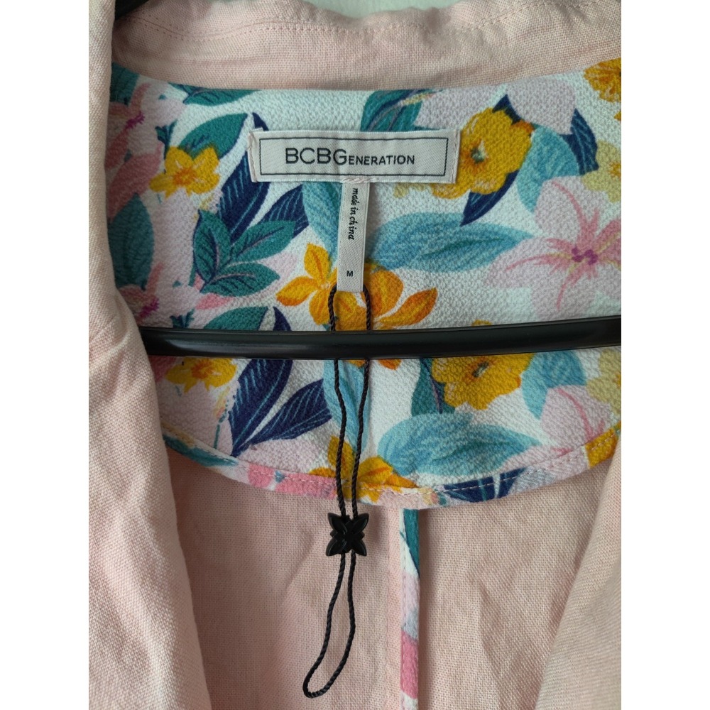 BCBGENERATION Cuff Trim‎ Boyfriend Blazer Jacket Size Medium Pink Floral NWT - Picture 3 of 4